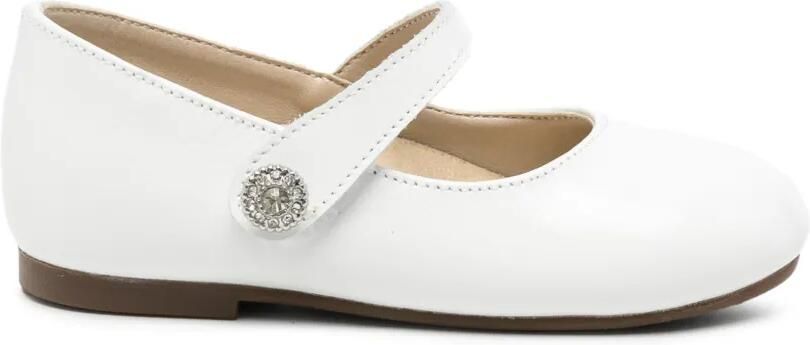 BabyWalker Leren ballerina's met kristallen Wit