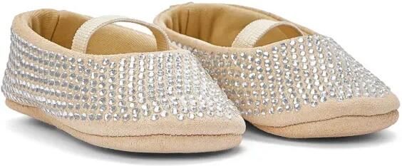 BabyWalker Suède ballerina's verfraaid met kristallen Beige