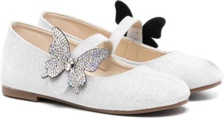 BabyWalker Metallic ballerina's met vlinderpatch Zilver
