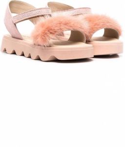 BabyWalker Sandalen met afwerking van imitatiebont Roze