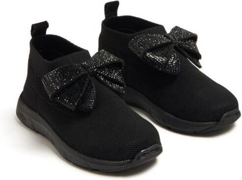 BabyWalker Sneakers met strik verfraaid met stras Zwart