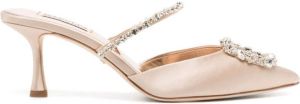 Badgley Mischka Muiltjes met kristallen Beige