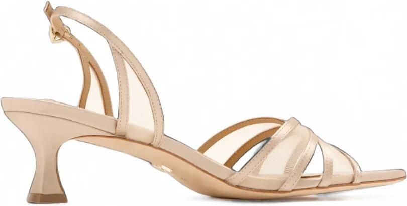 Badgley Mischka Yoana sandalen met mesh vlak en satijnen afwerking Beige