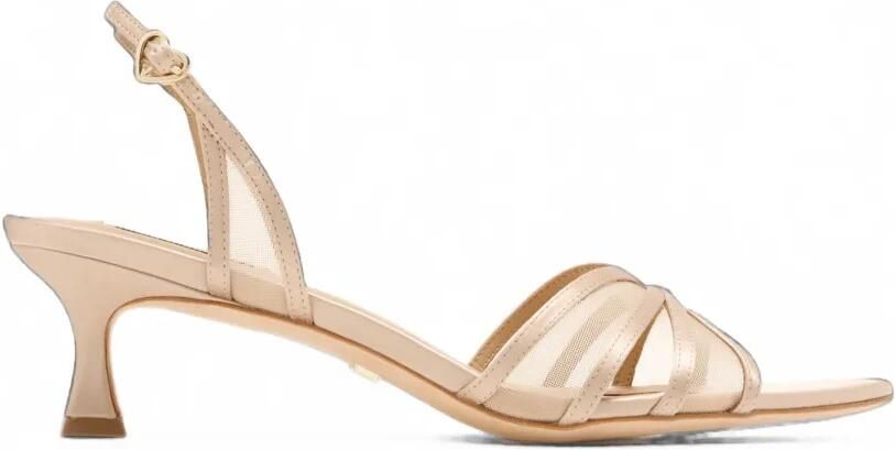 Badgley Mischka Yoana sandalen met mesh vlak en satijnen afwerking Beige - Foto 4