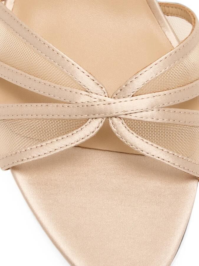 Badgley Mischka Yoana sandalen met mesh vlak en satijnen afwerking Beige - Foto 2
