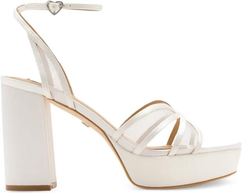 Badgley Mischka Yohana sandalen met mesh vlak en plateauzool Wit