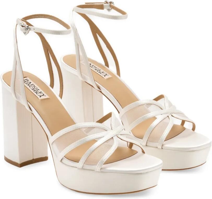 Badgley Mischka Yohana sandalen met mesh vlak en plateauzool Wit - Foto 2