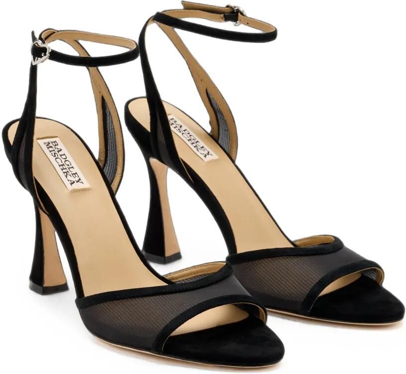 Badgley Mischka Ysabel suède sandalen met mesh vlak Zwart - Foto 2