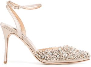Badgley Mischka Pumps verfraaid met glitter Beige