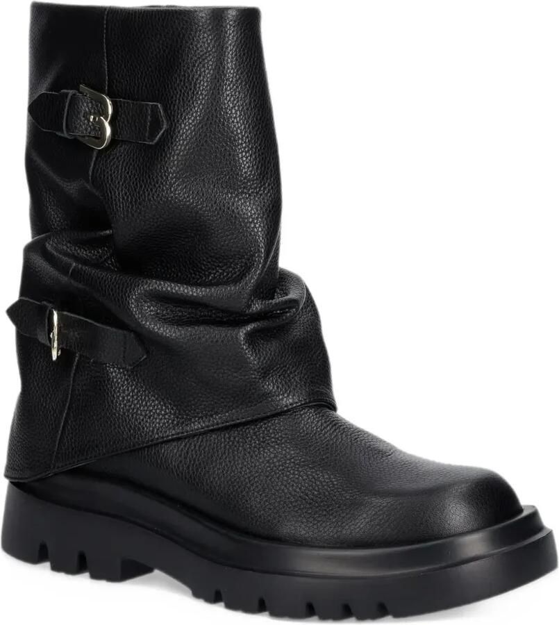 Baldinini buckle-detail pebbled biker boots Zwart - Foto 2