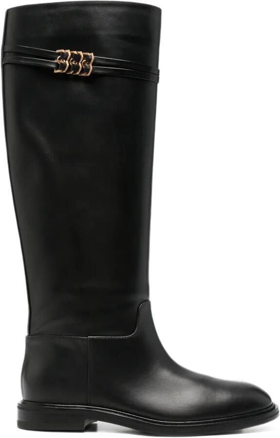 Baldinini logo-plaque knee-high boots Zwart
