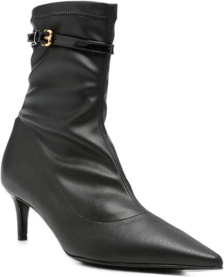 Baldinini pointed-toe buckled ankle boots Zwart