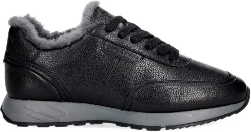 Baldinini shearling-lined grained leather sneakers Zwart