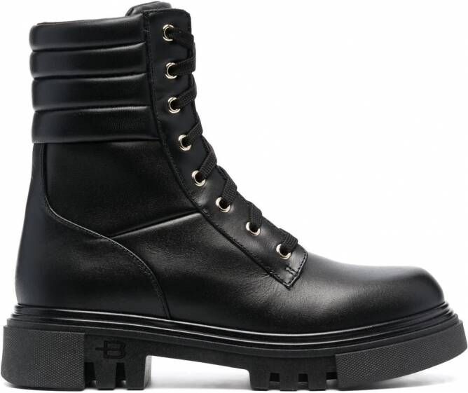 Baldinini Leren combat boots Zwart