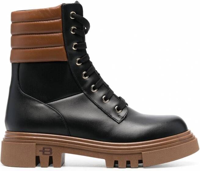 Baldinini Leren combat boots Zwart