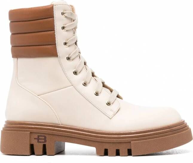 Baldinini Leren combat boots Beige Schoenen