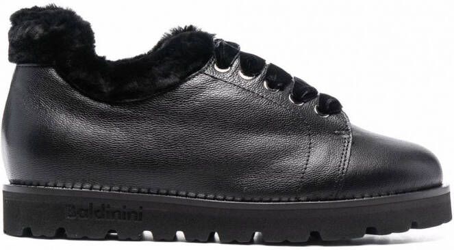 Baldinini Sneakers met bontvoering dames leer rubber lamshuidlamshuid 36.5 Zwart