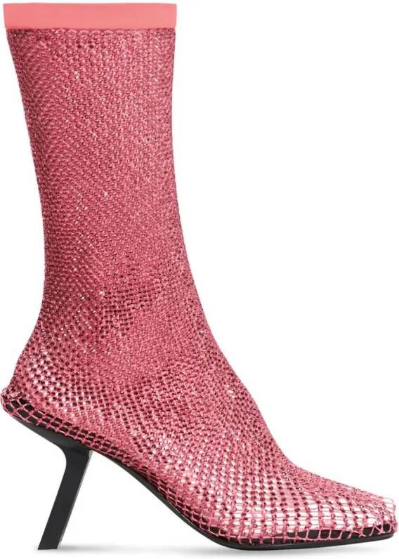 Balenciaga 80 mm mesh laarzen met kristallen Roze