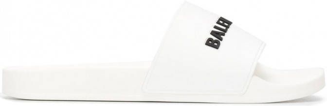 Balenciaga Badslippers verfraaid met logo Wit