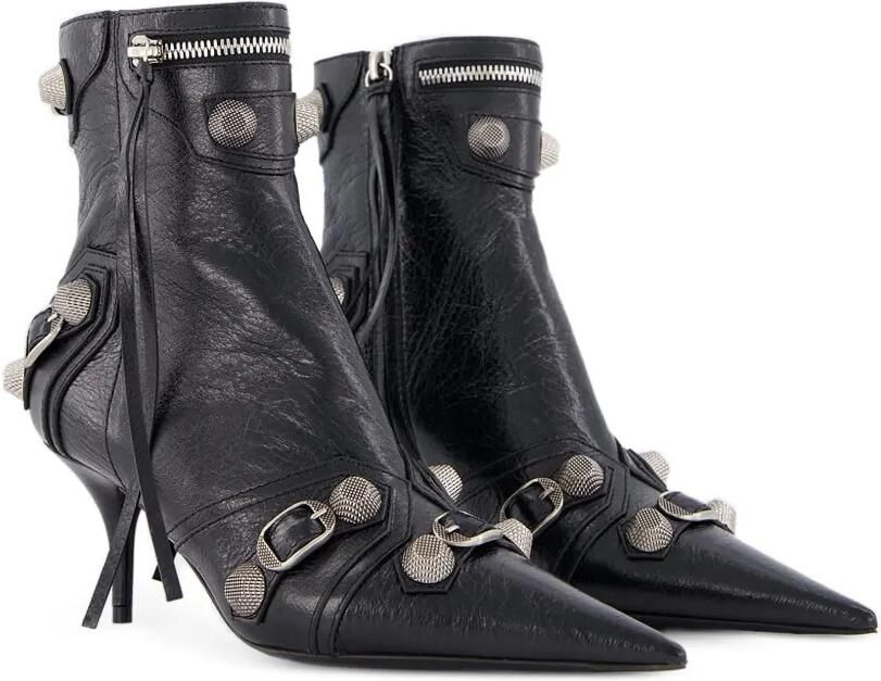 Balenciaga Cagole leren enkellaarzen met studs Zwart - Foto 5