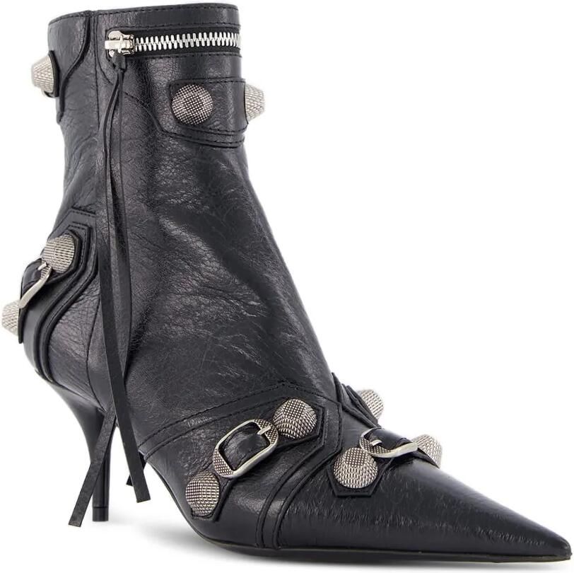 Balenciaga Cagole leren enkellaarzen met studs Zwart - Foto 3