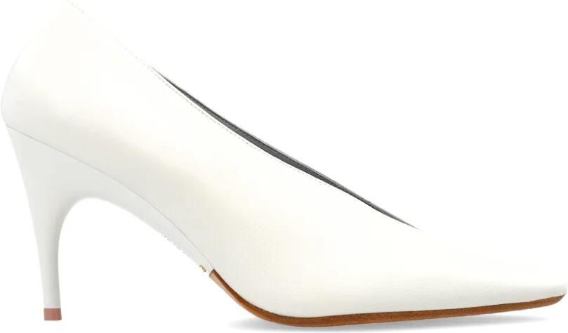Balenciaga Duchesse pumps met puntige neus en V-vorm Beige