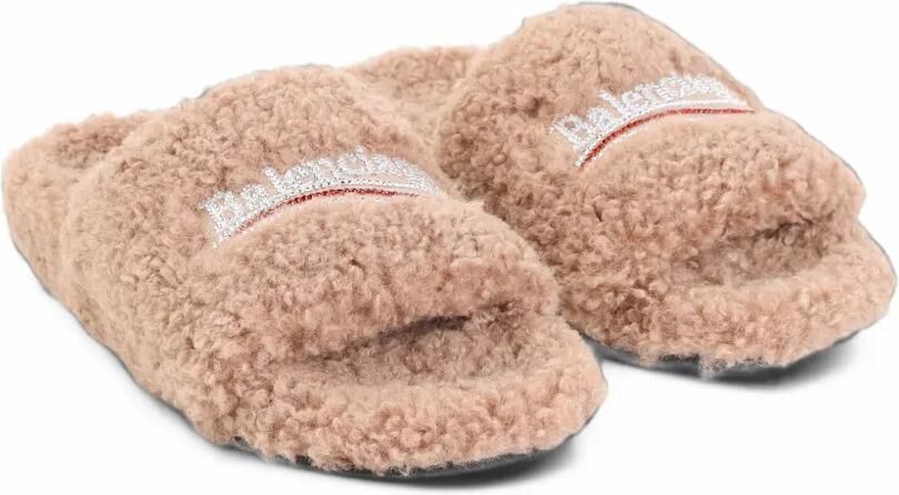 Balenciaga Pluizige open muiltjes Beige - Foto 3