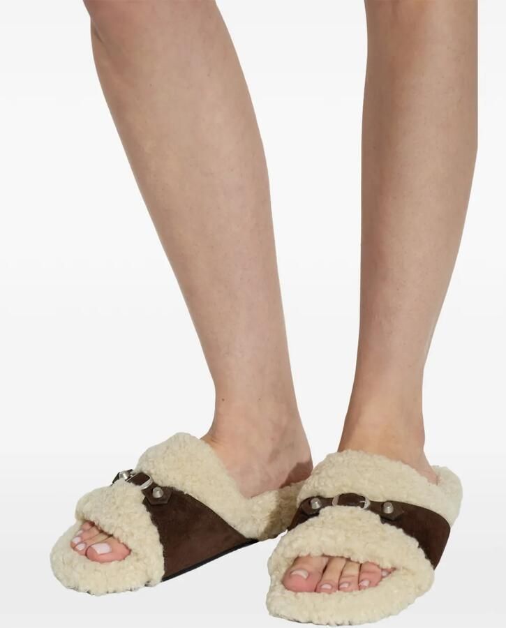 Balenciaga Furry sandalen met lammy-effect Beige - Foto 2