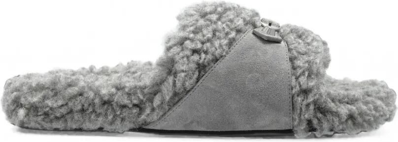 Balenciaga Furry slippers met gesp Grijs