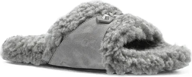 Balenciaga Furry slippers met gesp Grijs - Foto 5