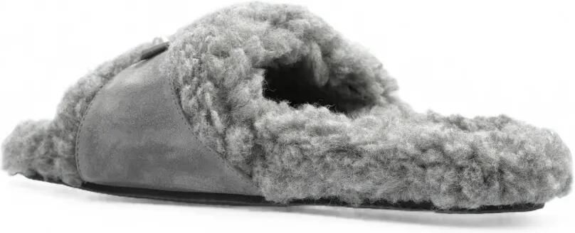 Balenciaga Furry slippers met gesp Grijs - Foto 4