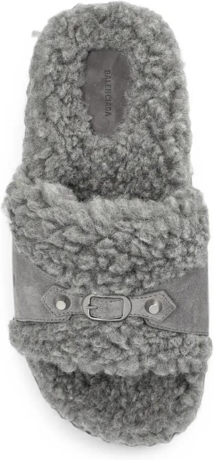Balenciaga Furry slippers met gesp Grijs - Foto 3