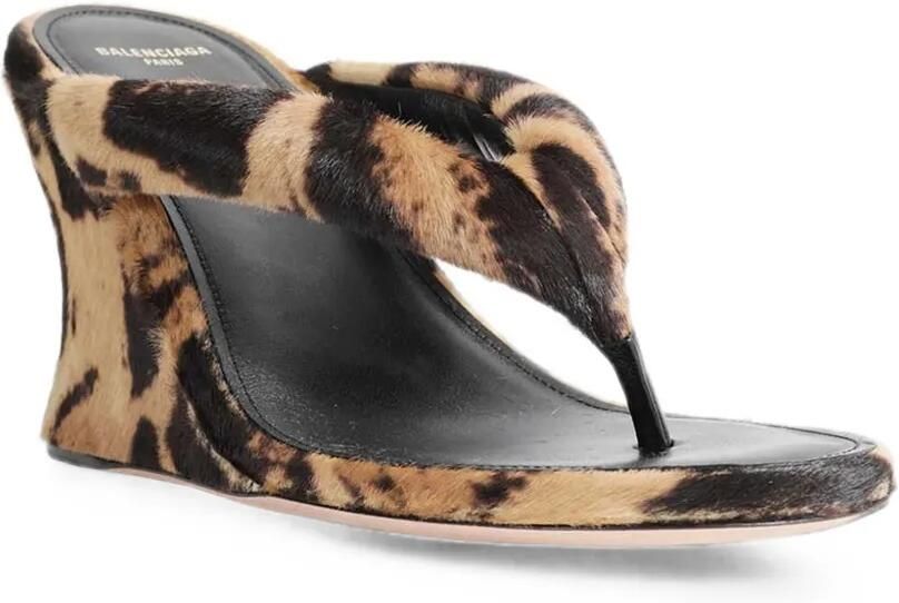 Balenciaga Gaeta sandalen met sleehak en dierenprint Beige - Foto 3