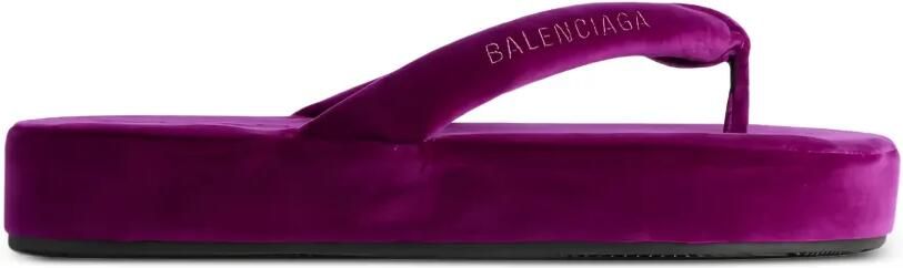 Balenciaga Jet Lag Thong fluwelen slippers met plateauzool Paars