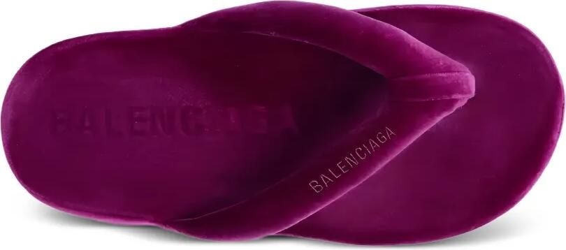 Balenciaga Jet Lag Thong fluwelen slippers met plateauzool Paars - Foto 4