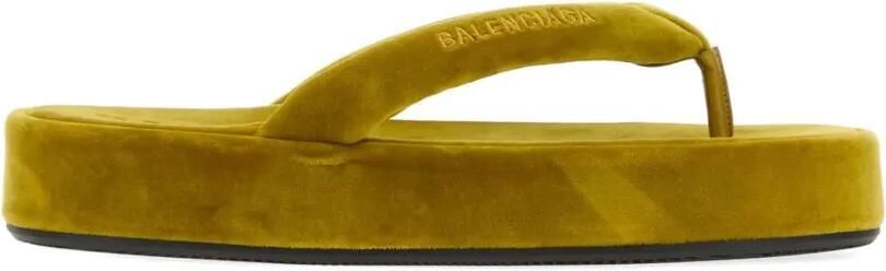 Balenciaga Jet Lag velvet slippers Geel