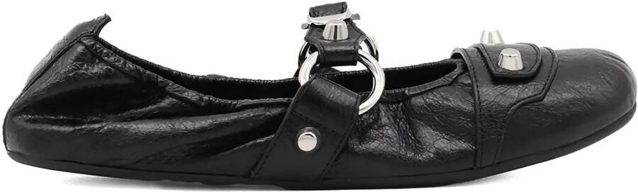 Balenciaga Le City leren ballerina's verfraaid met gesp Zwart