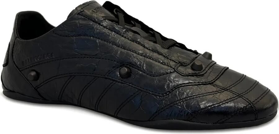 Balenciaga Leren sneakers met gekreukt effect en studs Zwart