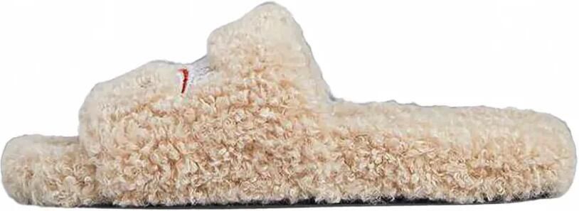 Balenciaga Political slippers van imitatielamswol Beige