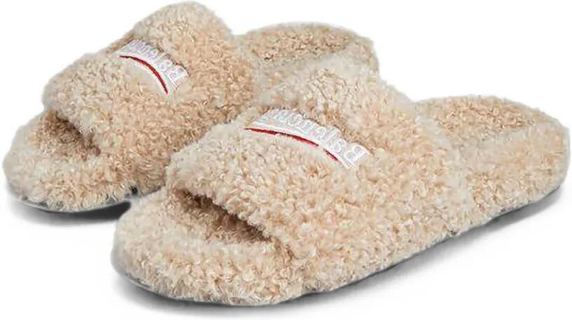 Balenciaga Political slippers van imitatielamswol Beige - Foto 2