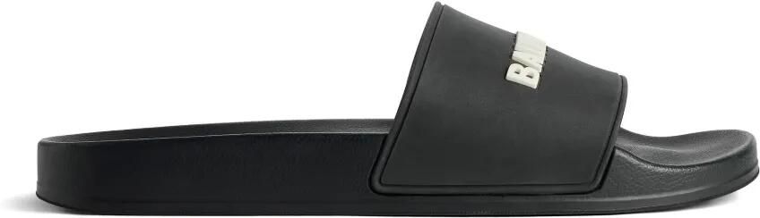 Balenciaga Pool slippers met logoprint Zwart