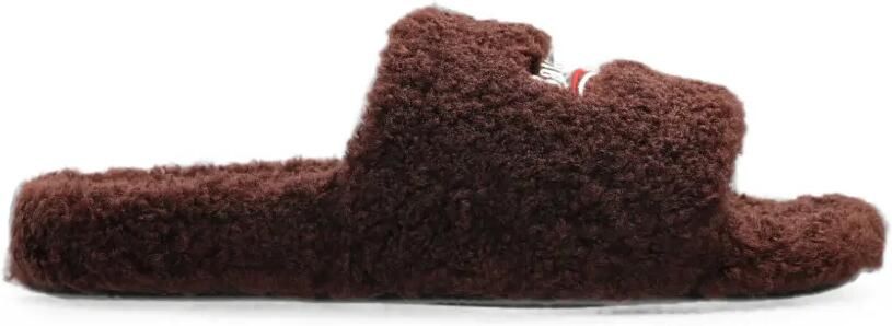 Balenciaga Slippers met geborduurd logo Bruin
