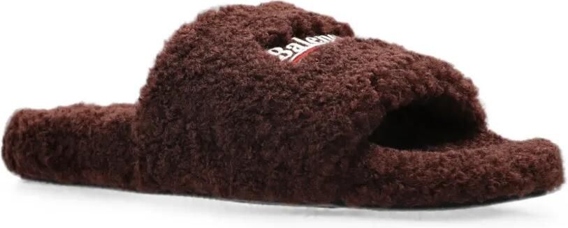 Balenciaga Slippers met geborduurd logo Bruin - Foto 5