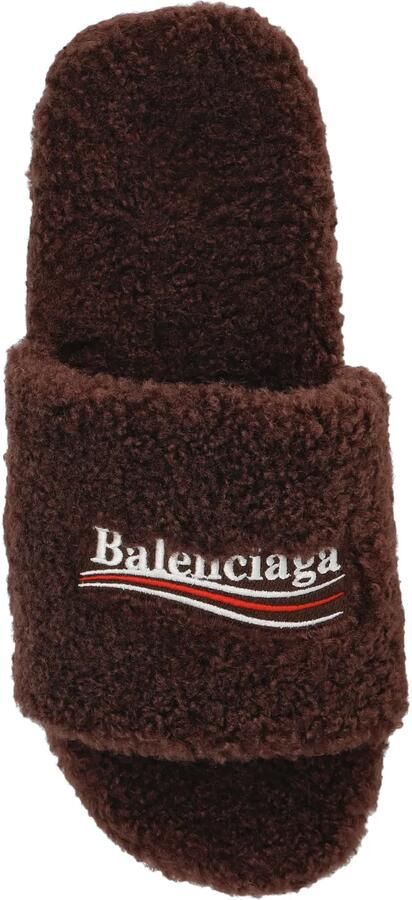 Balenciaga Slippers met geborduurd logo Bruin - Foto 3