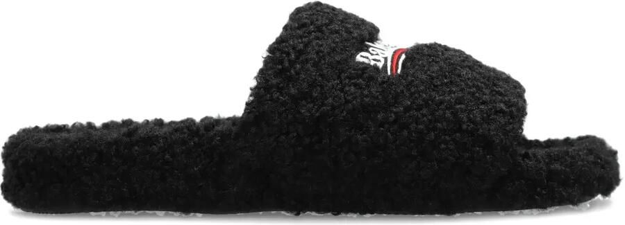 Balenciaga Slippers met geborduurd logo Zwart