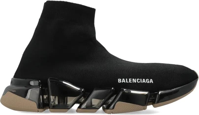 Balenciaga Speed 2.0 gerecyclede gebreide sneakers met doorzichtige zool Zwart
