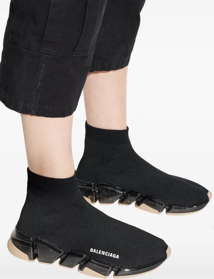Balenciaga Speed 2.0 gerecyclede gebreide sneakers met doorzichtige zool Zwart - Foto 2