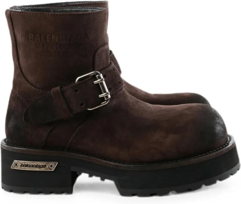 Balenciaga Suède laarzen met gespsluiting Bruin