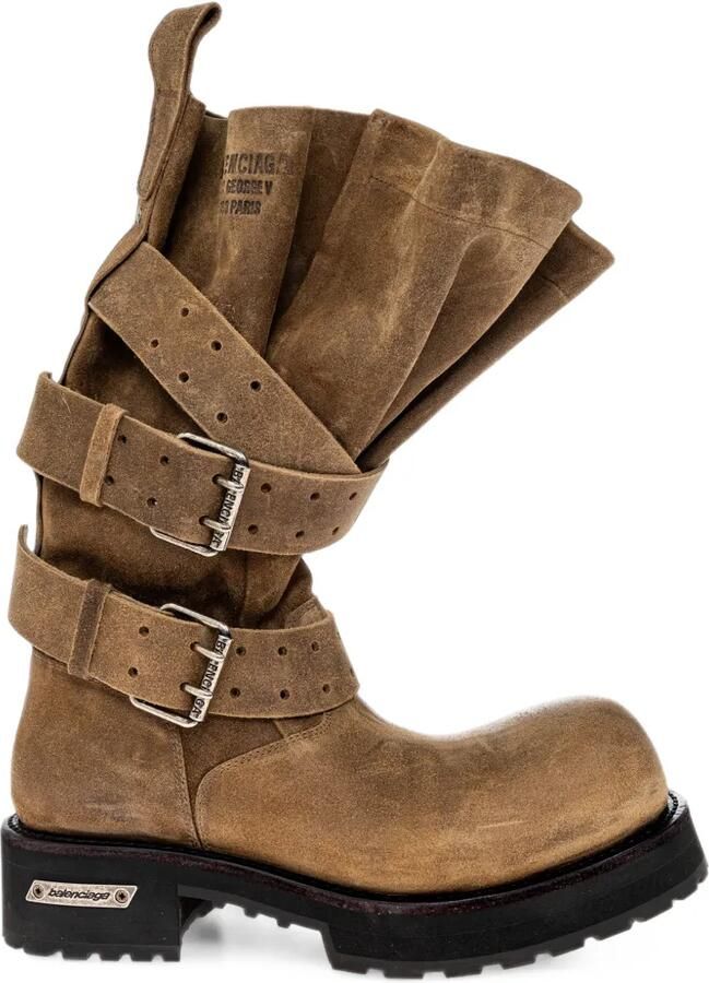 Balenciaga Venom boots in tan waxed suede Bruin