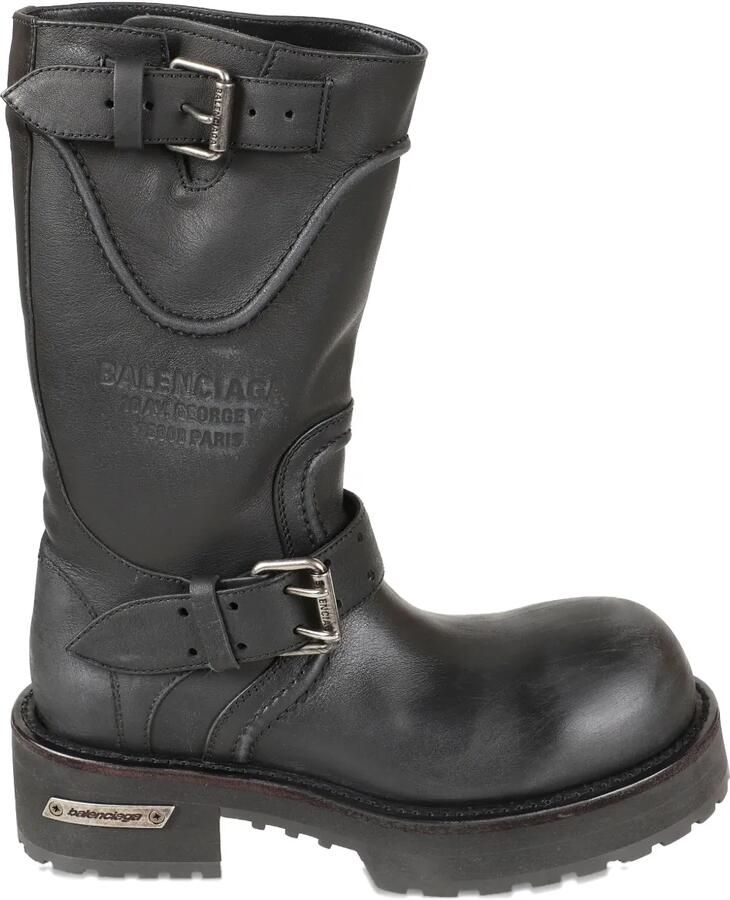 Balenciaga Venom leren laarzen met gespbandje Zwart